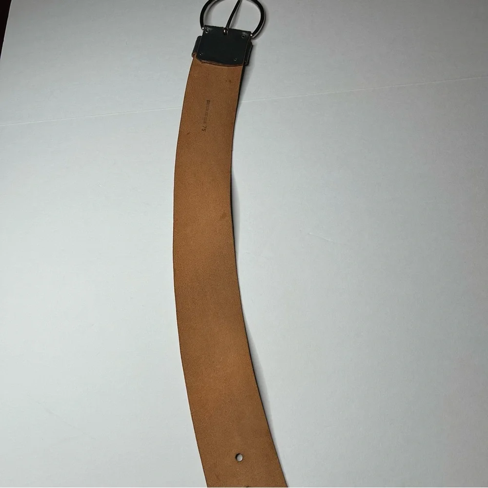 Vintage '84 Paris Statement Wide Belt Croute de Cuir Leather with Silver Buckle